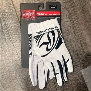 Rawlings White and Black Youth Batting Gloves